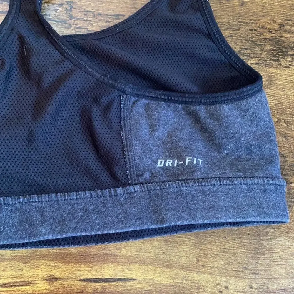 Nike Gray & Black Racerback Dri Fit Sports Bra